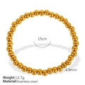 Bracelet extensible en acier inoxydable doré 18K avec perles rondes de 4,9 mm - SL60G5 (Perle 4,9 mm) / Doré