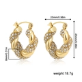 18K gold plated twisted hoop earrings with micro-pave crystals and 25mm diameter - Stainless Steel Gold Twisted Zirconia Style