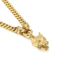 Golden titanium steel wolf head bracelet with punk style Cuban chain links for men - Necklace / Gold Necklace