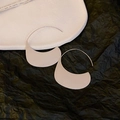 Minimalist silver sunshade hat shaped stainless steel earrings in geometric half-round design - Silver Geometric Titanium Steel Ear Hooks