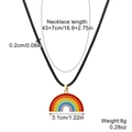 Rainbow heart magnetic necklace with black rope cord and detailed dimension markings - Wax Line Rainbow Necklace