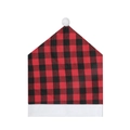 Funda de silla navideña con cuadros rojos y negros y pompón blanco para decoración - Cuadros Rojo Y Negro
