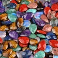 Polished teardrop crystal pendants in tiger eye and amethyst for jewelry making - Random Mixed Colors (1PC)