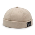 Berretto miki in velluto a coste beige con texture verticale ed etichetta laterale - Regolabile / Beige