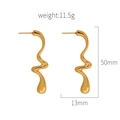 Gold minimalist irregular geometric wavy earrings with smooth liquid line metal texture - Gold