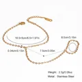 Dettaglio del bracciale ad anello in acciaio inossidabile dorato con misure precise - Stile a Catena Sottile Minimalista (YYB025016)