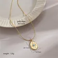 Collier en acier titane doré avec pendentif étoile turquoise et chaîne serpent - Ovale/Étoile