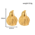 Boucles d'oreilles éventail en acier doré avec texture 3,8cm hauteur 15,5g poids - ER-1567/Texture de Coquille d'Éventail Vintage / Doré
