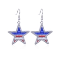 Zinc alloy star earrings with American flag enamel pattern and clear rhinestones - Style 66-Star and Stripes Pattern Pentagram Rhinestone Earrings