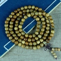 Long Green Sandalwood Buddhist prayer beads with a traditional brown tassel knot - 6mm*108 Beads [Standard]