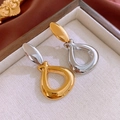 Minimalistische druppeloorbellen in goud en zilver met een gepolijste metaaltextuur - 3# Goud Zilver Contrast Druppel Oorbellen (Titanium Staal)