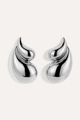 Minimalist silver-tone fluid waterdrop earrings with a polished mirror finish surface - Silver Fluid Teardrop