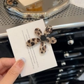 Fermaglio per capelli a fiori con stampa leopardata vintage e clip a becco d'anatra - Clip a Becco d'Anatra-Caffè (Leopardo)