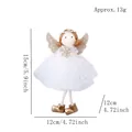 Ange de Noël avec robe à paillettes blanches et ailes dorées hauteur de 15cm - Blanc
