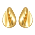 Polished 18K gold teardrop stud earrings with a minimalist liquid metal convex design - Smooth Droplet Earrings Gold (MS-500)