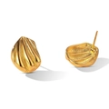 Orecchini a perno a conchiglia dorati con texture a coste in argento S925 - Oro