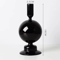 Portacandele minimalista in vetro nero con altezza 18cm e design sferico - Sferico / Nero