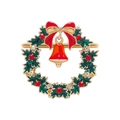 Christmas wreath napkin ring with green holly leaves, red berries and a small bell - Bell Wreath Style (Z1001-12)