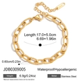 Detail view of gold stainless steel insect bracelet with size and weight specifications - JDB0309005/Basic Round Link Chain