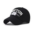 Schwarze Baumwoll-Basecap mit Boston-Stickerei, Vintage-Anker-Patch und Wascheffekt - BOSTON Schwarz