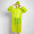 Translucent neon green EVA raincoat for adults with hood and snap buttons - Drawstring / Fruit Green
