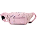 Sac banane rose ajustable avec imprimé holographique en nylon imperméable durable - Style 2 Rose Clair