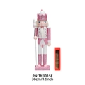 Casse-noisette roi rose à paillettes 30cm en bois avec boîte cadeau transparente - 30cm / Roi rose pailleté avec sceptre