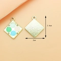 Golden diamond-shaped alloy jewelry pendant with colorful inlay and 2cm size measurements - Colorful Powder Box (White/Pink/Blue/Green)