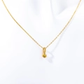 Golden titanium steel necklace featuring a round yellow birthstone zircon pendant - April
