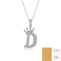 925 silver necklace with crown letter D pendant and GRA moissanite report - Letter D (with GRA Certificate)