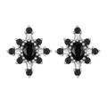 925 silver stud earrings with oval black gemstones in a snowflake design - Star Black Zirconia Stud Earrings (SCE1521)