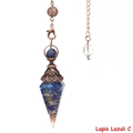 Lapis Lazuli Harz-Kegelanhänger mit antiker Bronze-Filigrankappe und Metallkette - Lapislazuli Antik-Bronze