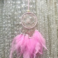 Pink handmade dreamcatcher with natural stones, soft feathers and crystal beads - Rose Quartz Full Color