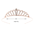 Serre-tête couronne rose gold pour fille avec strass et motif floral élégant - Mini couronne de fleurs à cinq pétales en or rose (Style 43)