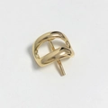 Polished golden curved metal hair hook featuring 925 silver hallmark on white background - Circular Design / Gold