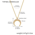 Dimensioni dettagliate della collana in acciaio inossidabile con ciondolo a mezzaluna - Lunghezza della catena circa 41+5cm / Collana Dorata (41+5cm)