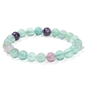 Adjustable beaded bracelet with translucent green and purple fluorite natural stones - Colorful Fluorite