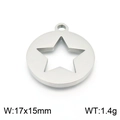 Zilveren roestvrijstalen ronde hanger met ster-uitholling van 17x15mm en 1,4g - Staal Kleur (KLJ7779-Z)