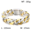 Massives zweifarbiges Gold- und Silber-Panzerarmband aus 316L-Edelstahl - Zweifarbiger Gold- und Silberstil (KB51674-D)