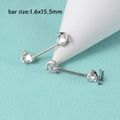 Detailed size view of silver dolphin nipple rings with sparkling zircon stones - Dolphin