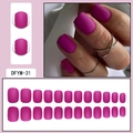 Macro detail of 24pcs matte magenta press-on nails in short square round shape - Matte Rose Red (DFYM-31)