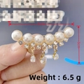 Golden vintage star brooch with white pearls and rhinestones weighing 6.5g and 5cm size - Gold Smile White Pearl