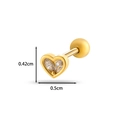 Elegant gold heart cartilage stud earring with cubic zirconia inlay on white background - White Heart (HSPJ0102) / 2# Gold