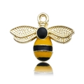 Golden alloy bee charm with yellow and black enamel finish for DIY jewelry making - 1pc Colorful Enamel Bee 23x17mm