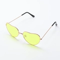 Retro heart shaped sunglasses with bright yellow lenses and rose gold metal frame - Yellow Lens