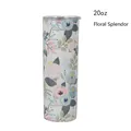 Gobelet isotherme 20oz en acier inoxydable avec motif floral élégant bleu et rose - 20oz / Transfert de Laque - Fleurs Épanouies