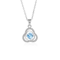 Élégant collier en argent S925 avec pierre bleue et design de pendentif floral - Argent 925 / Zirconium pierre bleue or blanc