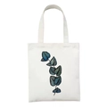 White canvas tote bag featuring eucalyptus leaf plant print and dual shoulder straps - Eucalyptus Illustration (STD2-Q)