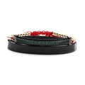 Set di bracciali con numeri romani e cordino rosso con zirconi verdi dorati - Set da 2 pezzi / Set Zircone Verde Canna di Fucile
