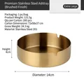 Extra large 14cm gold stainless steel ashtray with a premium brushed metal finish - 14cm / Gold